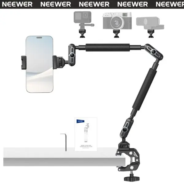 NEEWER Overhead Desk Mount,  Articulating Magic Arm with Clamp, 360° Dual Ball Head, 1/4" 3/8" ARRI Locating Pins, Heavy Duty Camera Bracket for Video Recording, Photography, iPhone & DSLR tiktokshopbacktoschool