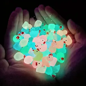 50/100pcs Glow-In-The-Dark Mini Duck Statue, Colorful Resin Night Light Duck Figurine, Perfect for Fairy Garden, Dollhouse, Aquarium Decor