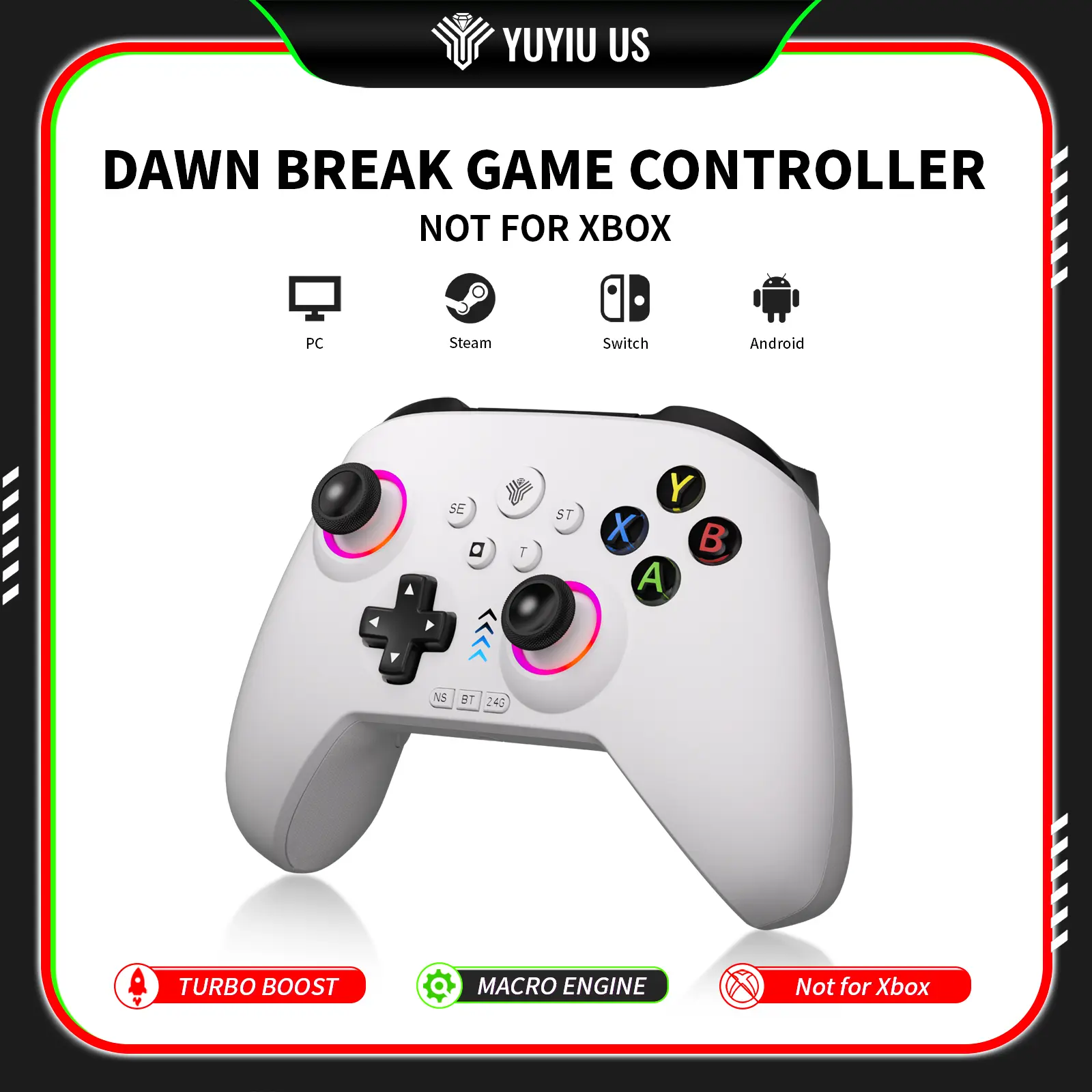 YUYIU Dawn Breaker Rechargeable Wireless Mobile Gaming Controller - Hall Effect Gaming Accessories with 6-Axis Gyro, RGB Lighting, Programmable Buttons, 3-Mode Connectivity for Switch/PC/Steam, Cells techvibes