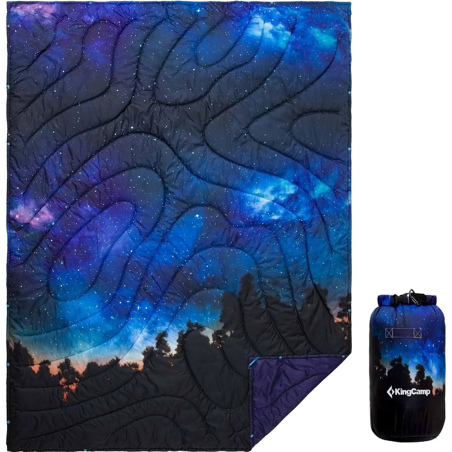 KingCamp Wearable Camping Blanket, Puffy Cozy Outdoor Blanket with Water Resistant Shell, Lightweight Packable Travel Blanket for Campfire, Beach, Stadium, Dorm & Back To School