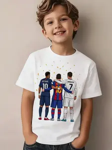 Unisex Short Sleeve Shirt, Neymar Messi Ronaldo Design, Casual Summer Top, Comfortable Soft Fabric, Perfect Daily Wear & Holiday Gift, Graphic Printed Shirt