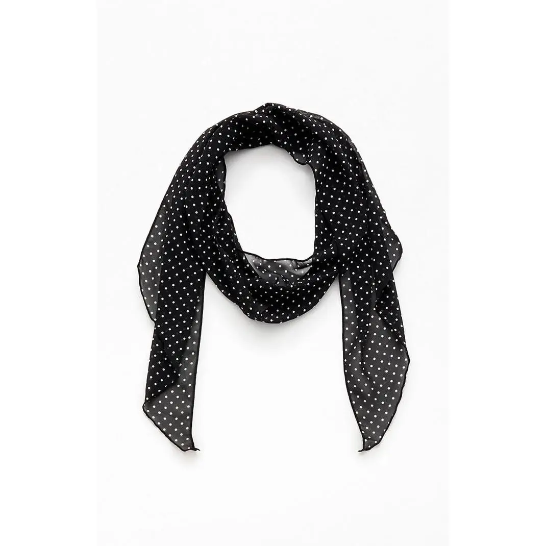 John Galt Women's Black and White Polka Dot Scarf