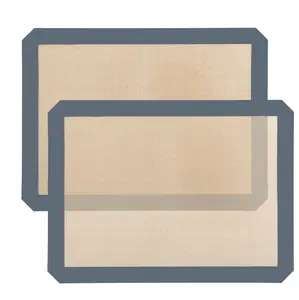 Silicon Baking Mats, 15.7"x11.8" 2-Pack Reusable Silicon Baking Mat Sheet, Baking Sheets Non-Stick, Food Safe Baking Mats Can Be Used For Baking Cookies, Bread, Pizzas