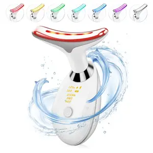 Facial Massager Red-Light-Therapy-for-Face and Neck, Face Sculpting Wand with 7 Color, Skin Care and Double Chin Neck Massage，Show the Perfect Jawline