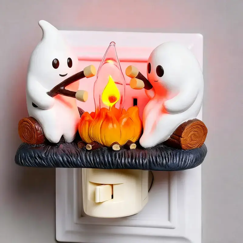 Ghost Campfire Nightlight, Ghost Flickering Night Light, Campfire Flame Halloween Nightlight