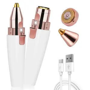 Electric Eyebrow Trimmer 2 in 1 Portable Face Hair Removal Tool, Pain-Free Facial Hair Remover with LED Light, Perfect Gift for Her