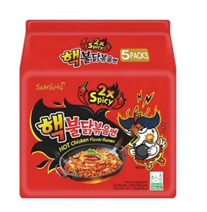 Samyang Buldak 2x Spicy Ramen Hot Chicken Flavor Korean Stir-Fried Instant Noodles 5 Packs High-Quality Ramen Noodles for a Quick Meal, Ramen Noodles,