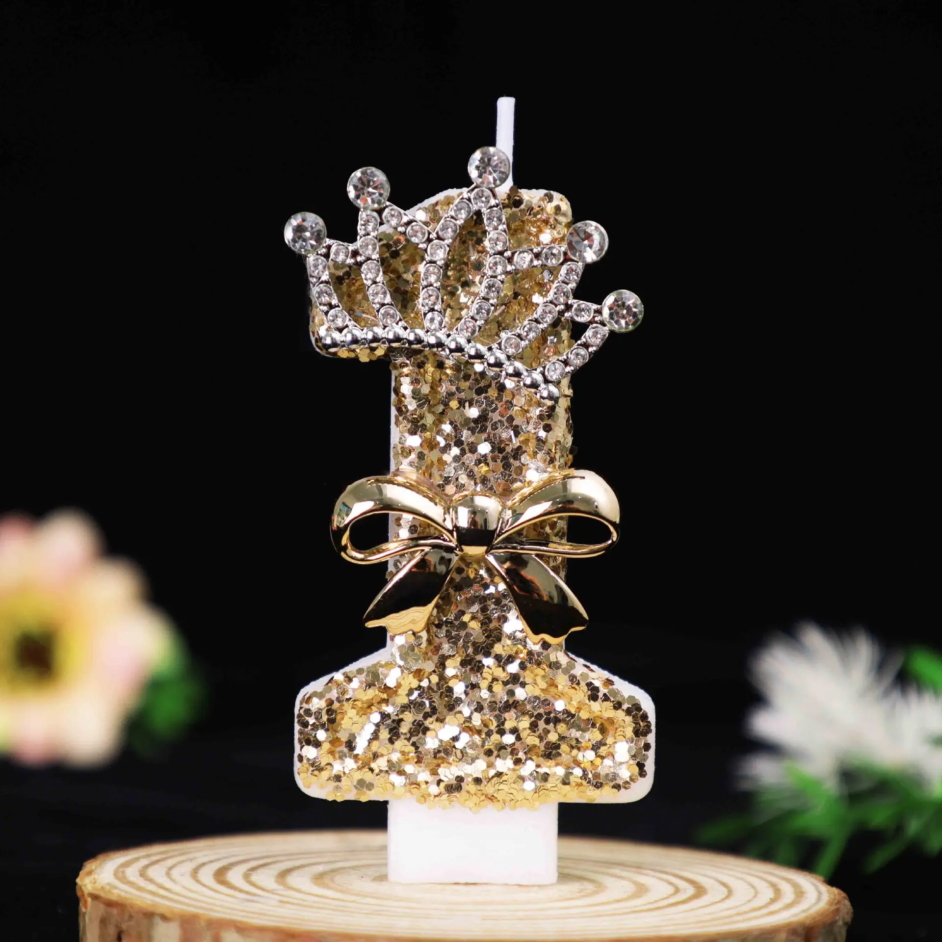 1pcs Crown Bow Number Birthday Candle Cake Decoration, Cake Decorating, suitable for celebration and party decoration, DIY festive girl candles, First Birthday