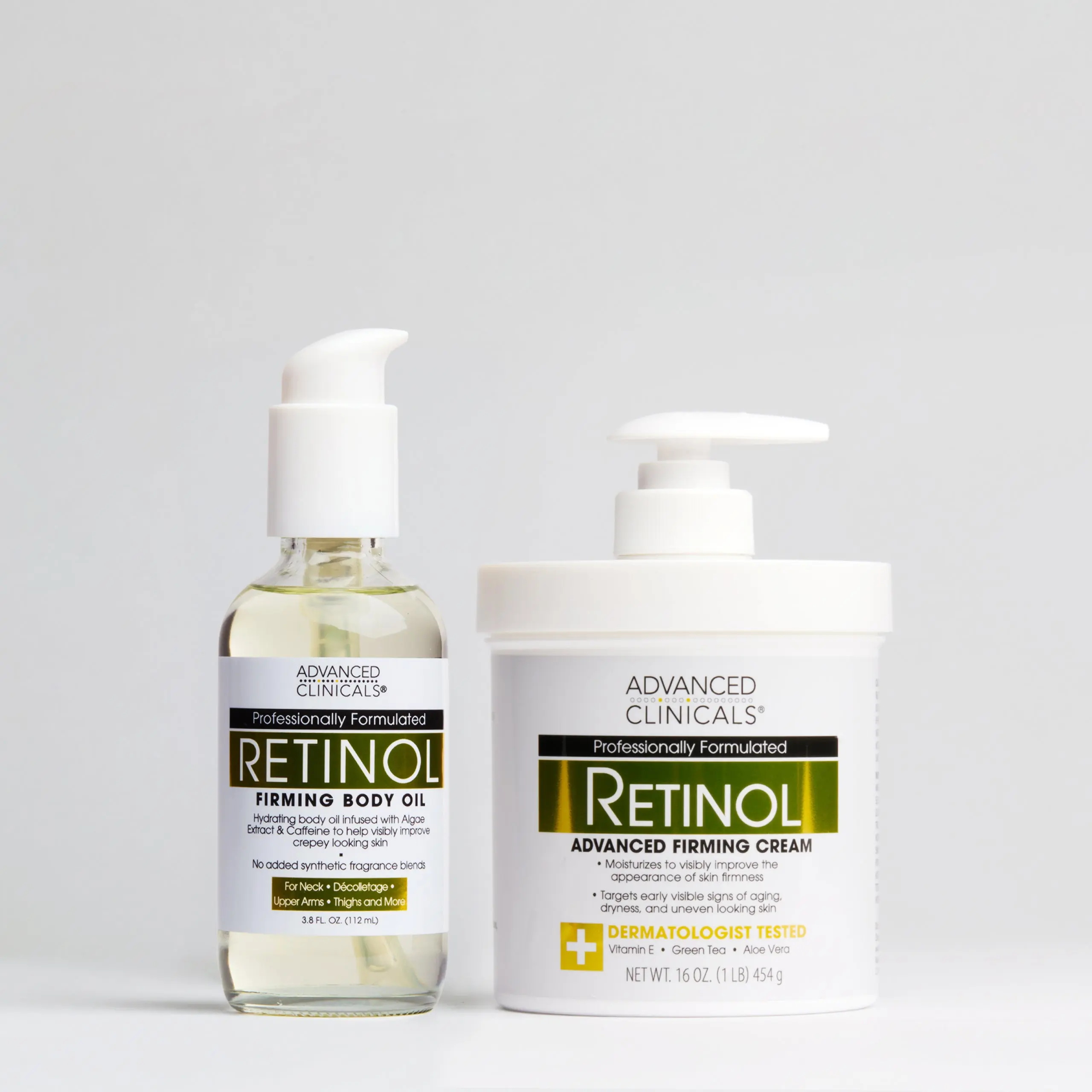 Advanced Clinicals Retinol Firming Bundle | Retinol Body Cream + Body Oil Set