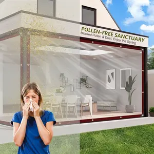 Keep Pollen & Dust Off Your Patio | Clear PVC Outdoor Curtain, Heavy Duty Windproof Enclosure Panels for Porch Gazebo, Protect Furniture & Keep Outdoor Space Clean