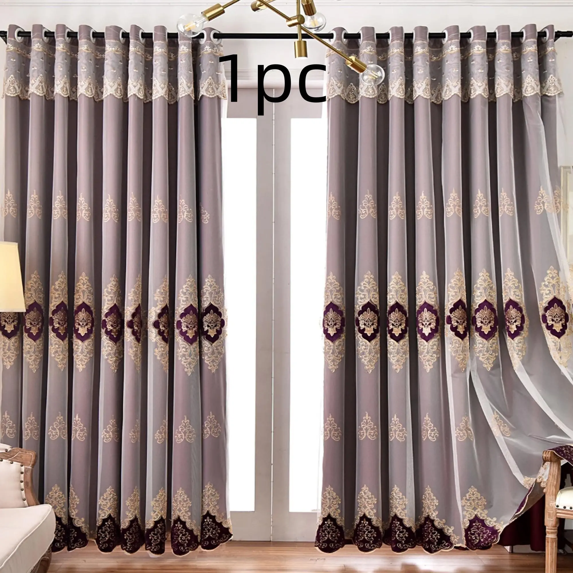 Luxury European Embroidered Curtains, Home Decoration Curtain, Blackout Double Layer Drapes for Living Room Bedroom Balcony Dining Room, Minimalist Style, Heavy Curtain, Window Curtain