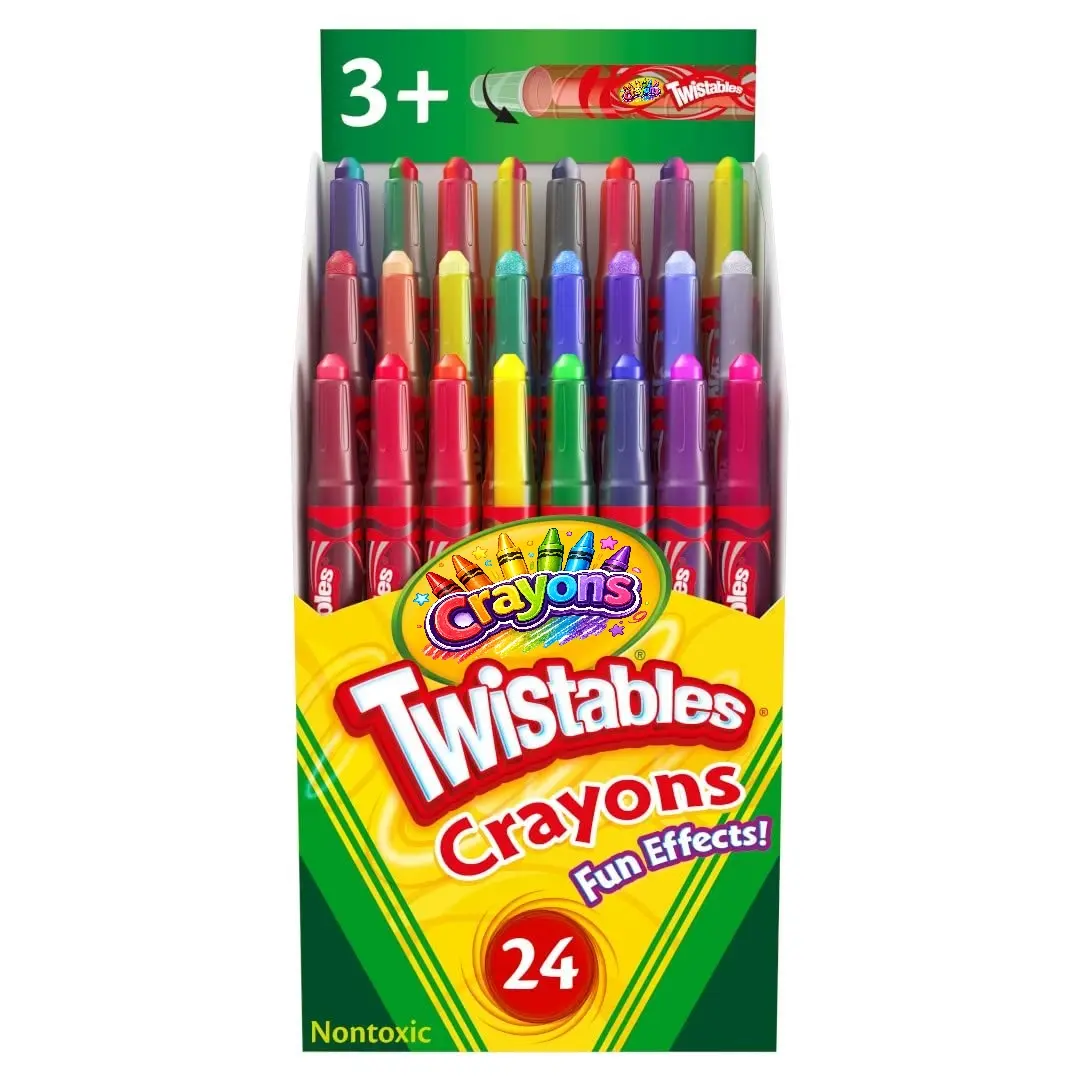 Twistables Crayons (24 Colors) - Office Stationery Art Supplies for Kids, Less Mess Coloring, Back to School Essentials, Sensory Toys, Creative Gift Ideas for Toddlers Ages 3-5, Art For Kids