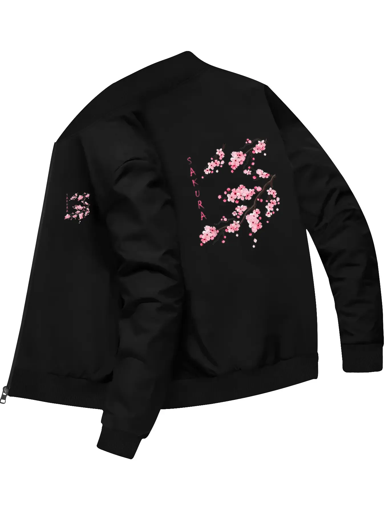 Fashion Trendy Sakura Printed Jacket for Daily Street Campus and Personalized Outfits
