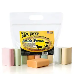 Amish Farms Soap Bar with All Natural Bentonite Clay Made in USA Vegan Moisturizing for Sensitive Skin Women & Mens Face & Body Bath Soap for Shower Clean Scent 5 Ounce Each 5 Bars
