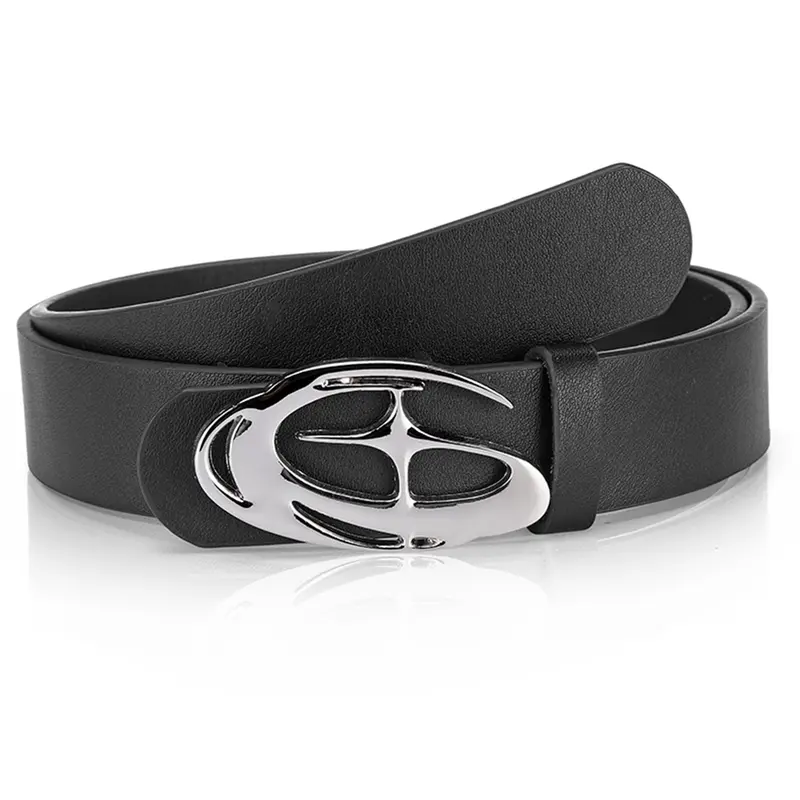 Punk Style Y2K Unisex Adjustable Silver Color Cross Buckle Belt, New Punk Belt, Unisex Statement Belt, Fashion Streetwear for Birthday and Holiday Gifts
