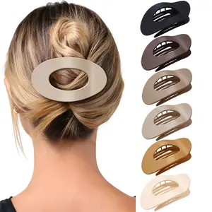 6 Pack Flat Hair Claw Clips 4.33" Nonslip Large Round Lay Flat Hair Clips Strong Hold French Flat Hairclips for Lying Down Yoga Driving