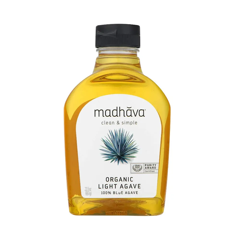 Madhava Organic Light Agave Nectar 100% Blue Agave – Natural Sweetener 23.5 oz