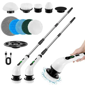 Electric Spin Scrubber, Summer Handheld Spin Brush Cleaner with Replaceable Brush Heads, Rechargeable Cordless Bathroom Scrubber, Scrubbing Spin Brush, Bathroom Accessories