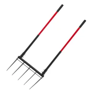 VEVOR Broad Fork, Summervibes,Summervibes, 5-Tine Pitchfork with Dual Fiberglass Handles, Heavy Duty Garden Fork , Ergonomic U-Shaped Design Broadfork Hand Tiller, Gardening Tool for Composting Transplanting Aeration