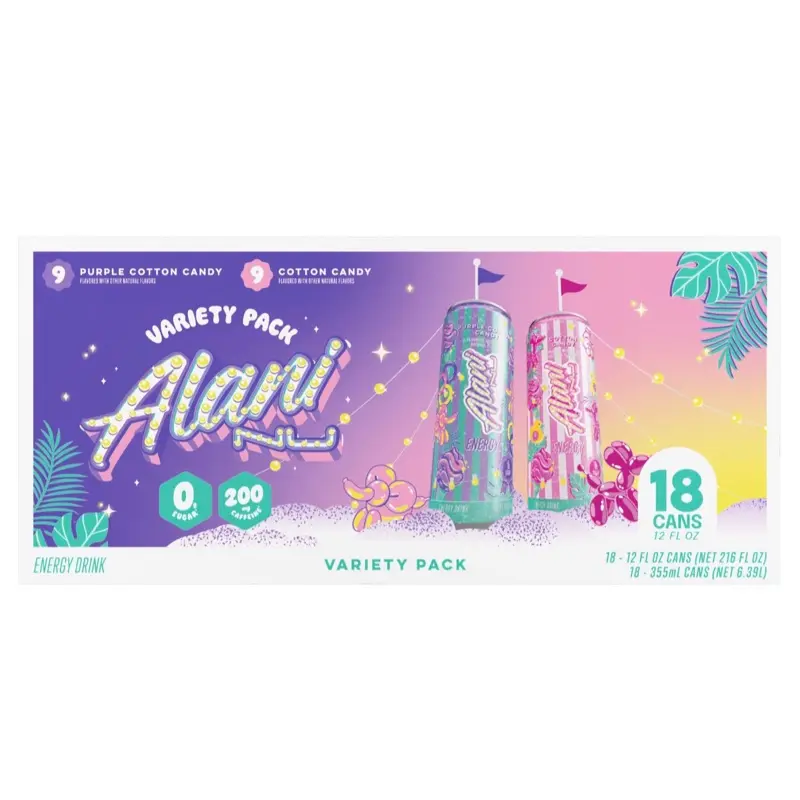 Alani Nu Cotton Candy Flavor Energy Drink Variety Pack - 12 fl oz Cans, 18 Count
