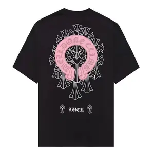 Autumn Summer Short Sleeved Men's Horseshoe Designer Printed High Street Casual Top T-shirt Women Cotton Unisex Luxury Brand