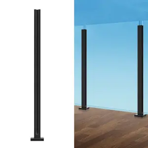 fathersdaygift VEVOR Glass Clamp, 41.34 Height Glass Railing Bracket for 0.39 -0.47 Thickness Tempered Glass, 304 Stainless Steel Glass Mounting Clamp, Glass Shelf Bracket for Balcony, Garden, Deck, Stair, Black