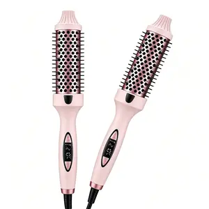 Automatic Thermal Wand Brush 1.5 Inch, Tourmaline Ceramic Negative Ion Air Hair Brush, 5 Temperature Settings Dual Voltage Professional Hot Hair Curler Straightener