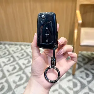 For Toyota Flip Key Fob Cover Soft TPU Key Case Cover with Keychain for Fortuner Tundra Camry RAV4 Challenger Key Shell
