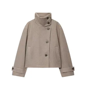 Hixiaohe Womens Pea Coat Long Sleeve Funnel Collar Single Breasted Jacket Winter Warm Outfits Outwear