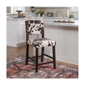 Linon Home Clark Upholstered Nailhead Cow PrintCounter Stool
