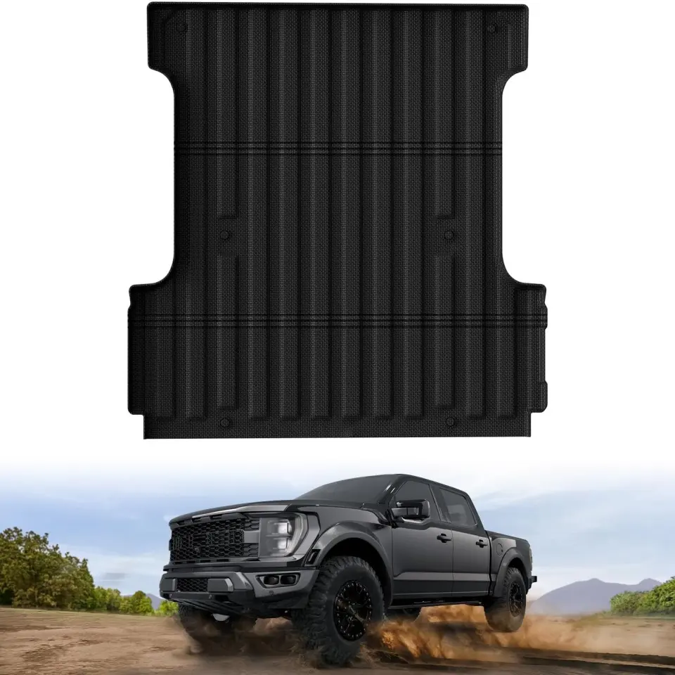 Truck Bed Mat, Thermoplastic Elastomer (TPE) All-Weather Full Coverage Custom Fit Protector for Ford F-150 2015-2023 & F150 Lightning 2022-2023 (5.5ft/67.1in), Durable Quick Install Easy-Clean, Not Compatible with Drop-In Bed Liners, Laser Scanned