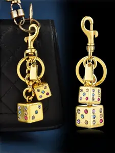 Y2K Sweet Cool Style Rhinestone Dice Bag Charm, Keychain For Bags, Silver Color, 3D Dice Keychain, Perfect Gift for Girls, Students, Trendy Accessory