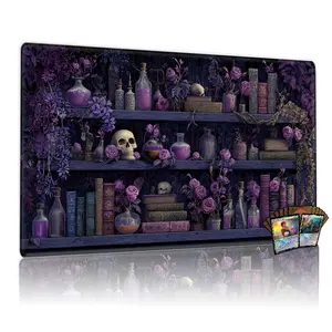 Gothic Enchanted Alchemy Botanical Purple TCG MTG Playmat 12x24inch Non-Slip, Magical Gathering Family Game Mat, Perfect Gift for Card Game Enthusiasts