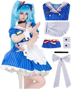 Vocaloid 01 Cosplay Costume, Mesmerize Hatsune Cosplay Costume Blue Maid Dress for Halloween Womenswear Clothes