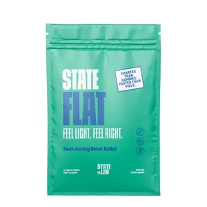 STATE FLAT Fast-Acting Oral Strips for Bloating & Digestion with Ginger Root Fennel Seed & Natural Enzymes Mint Flavor Vegan Gluten-Free Sugar-Free