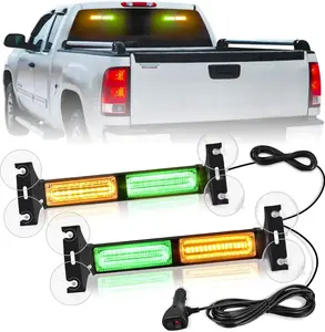 Nilight 40LED Amber Green Strobe Traffic Advisor Light Bar with Suction Cups Dash Safety Working Flashing Lights Interior Front/Rear Windshield for Trucks Construction Vehicles