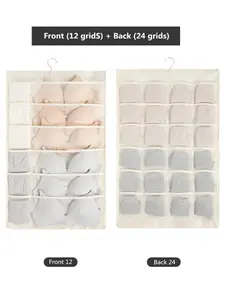 1 Count Double Sided Classified Pocket Design Underwear Sock Storage Bag, Multifunctional Lingerie Hanging Organizer Packing Pouch, Foldable Partitioned Sorting Organizer with Hanging Design, Ideal for Home Closet Storage & Travel Packing