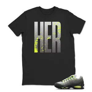 Air Max 95 Big Bubble Neon Yellow Black Cool Grey 2026 OG T Shirt Match HER, Air Max 95 Big Bubble Matching Sneaker Hoodie, Sweatshirt