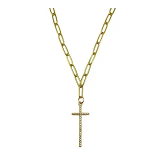 London Pave Cross Necklace