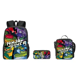 TMNT 3Pcs Backpack Set School Travel Student Laptop Bag Lunch Bag Pencil Case Lightweight TMNT Fans TikTok Viral Back To School Bookbag Gift