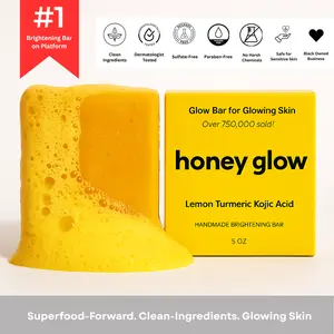 Honey Glow Lemon Turmeric & Kojic Acid Brightening Soap, Dark Spot Remover