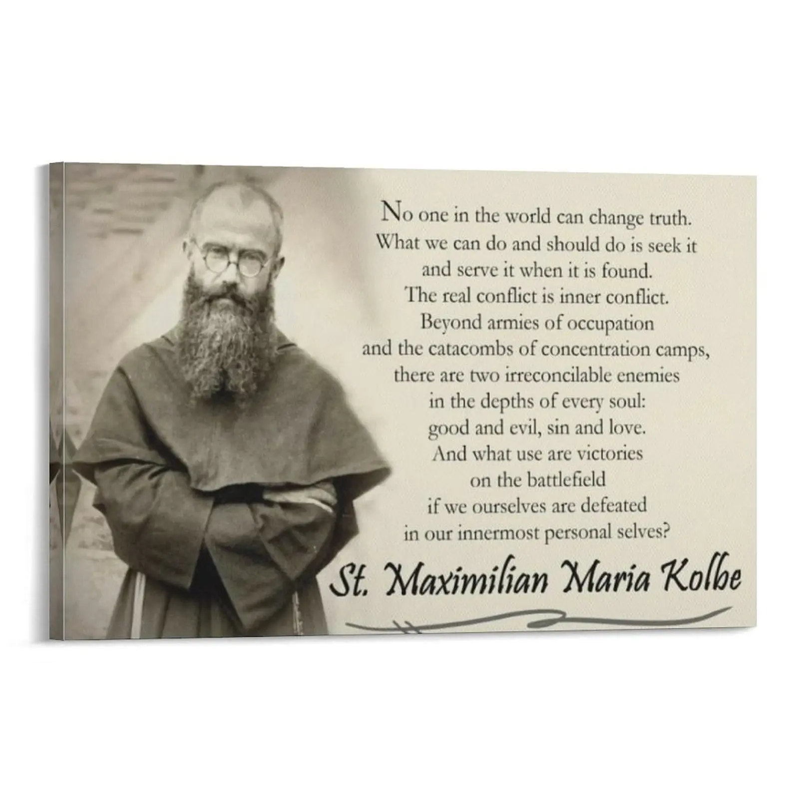 Catholic Poster Maximilian Kolbe Famous Quote Portrait Art Poster . Canvas Poster Bedroom Decor Sports Landscape Office Room Decor Gift Frames Ornaments dopamine  decor Wall Artistic