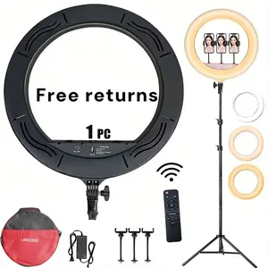 18 inch LED Ring Light Touch Screen with Tripod Stand Dimmable Makeup Selfie Ring Light for Studio Portrait YouTube Vlog Video Shooting with Carrying Bag and Remote Controller, CRI>90#SummerWins#Fathersdaygift