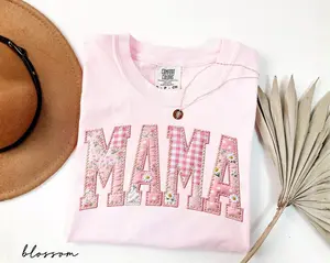 Comfort Colors Mama Shirt, Floral Faux Patchwork Mom Shirt, Mothers Day Gift For Mom, Mama Birthday Gift, New Mom Gift, First Time Mom Gift