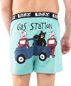 LazyOne | Gas Station Bear Men's Funny Boxer - Funny Animal Boxers, Novelty Boxer Shorts, Gag Gifts for Men, Humorous Underwear for Men Comfy Cotton
