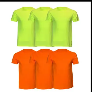 Men's 2-Pack or 6-Pack High Visibility Shortsleeve Workwear Shirt, 100% Polyester Round Neck Plain T-Shirt