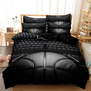 3pcs Sports Basketball Duvet Cover Set (1 Duvet Cover + 2 Pillowcase Without Insert), Soft And Breathable HD Printing Bedding Set For Home Dormitory Decor
