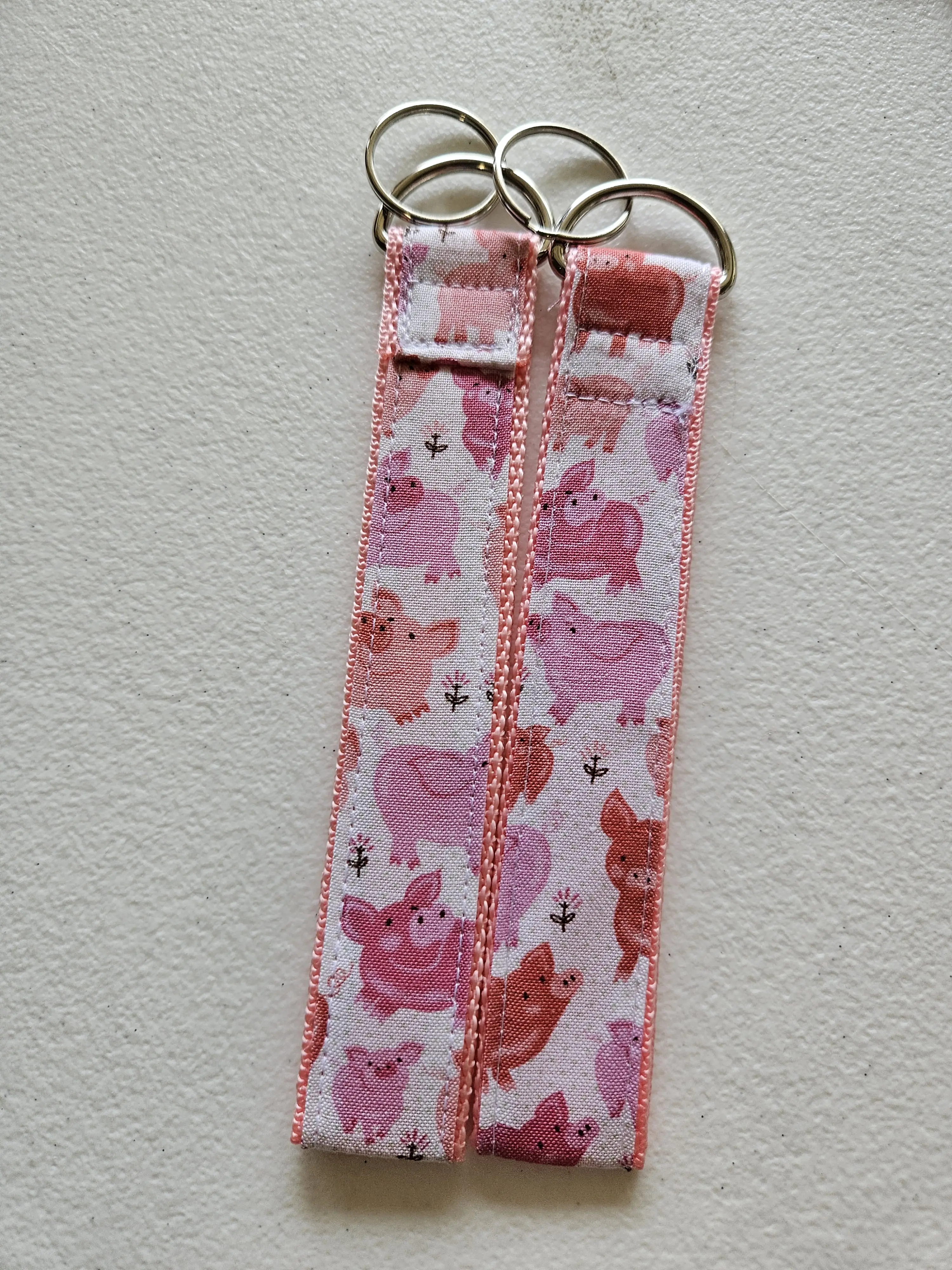 Handmade Pig Fabric Key Fob Wristlet | Wrist Keychain | Key Ring Holder | Cotton Wrist Strap | Cute Keychain | Gift for Her
