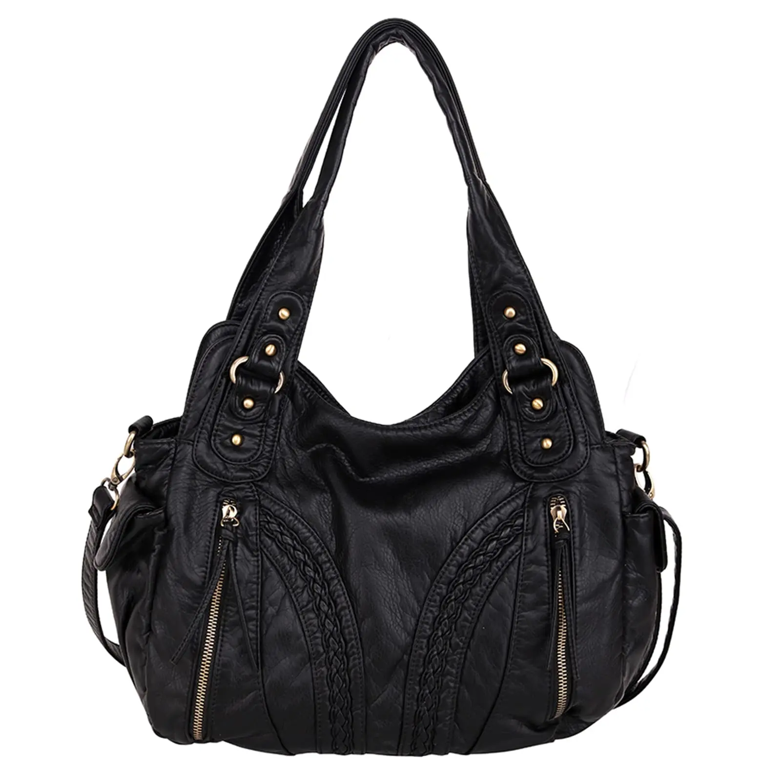 Montana West Washed Leather Hobo Bags for Women Roomy Handbags with Crossbody Strap