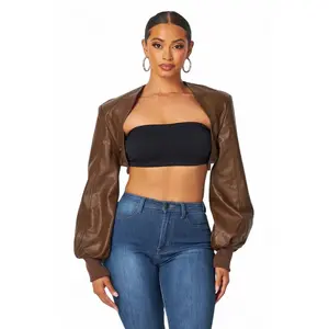 Tara Vegan Leather Cropped Bolero Jacket